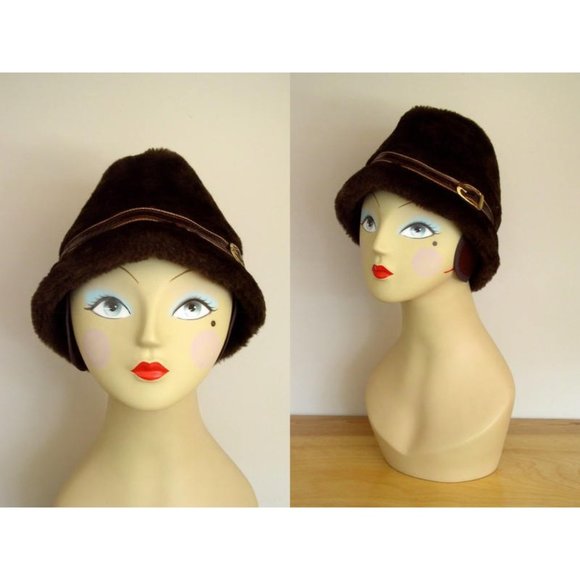 Vintage Other - Vintage 1960's Brown Faux Fur Crusher Hat